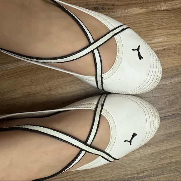 VTG Archive Y2K 2000s Puma White and Black Criss Cross Ballet Flats - Picture 1 of 8